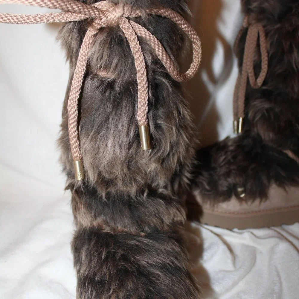 NIB UGG TALL POSH FUR SUEDE LIMITED‎ BOOTS BEACHWOOD BROWN TAN